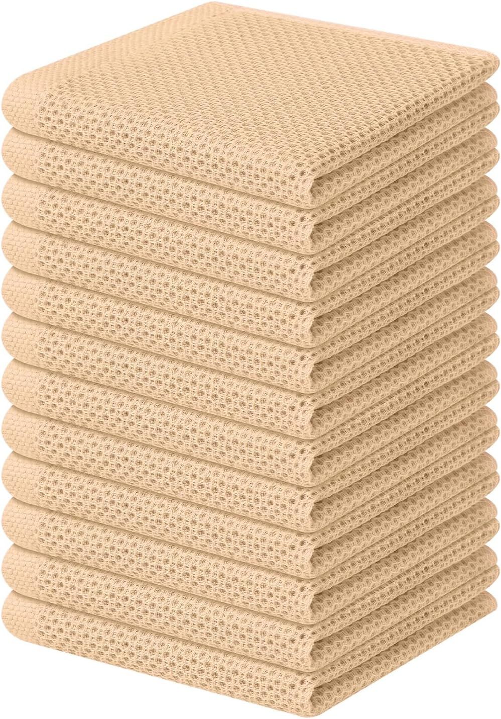 100% Cotton Waffle Weave Kitchen Dish Cloths, Ultra Soft Absorbent Quick Drying Dish Towels, 12 x 12 Inches, 6-Pack, Dark Grey
