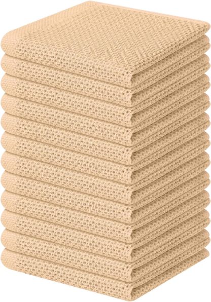 100% Cotton Waffle Weave Kitchen Dish Cloths, Ultra Soft Absorbent Quick Drying Dish Towels, 12 x 12 Inches, 6-Pack, Dark Grey
