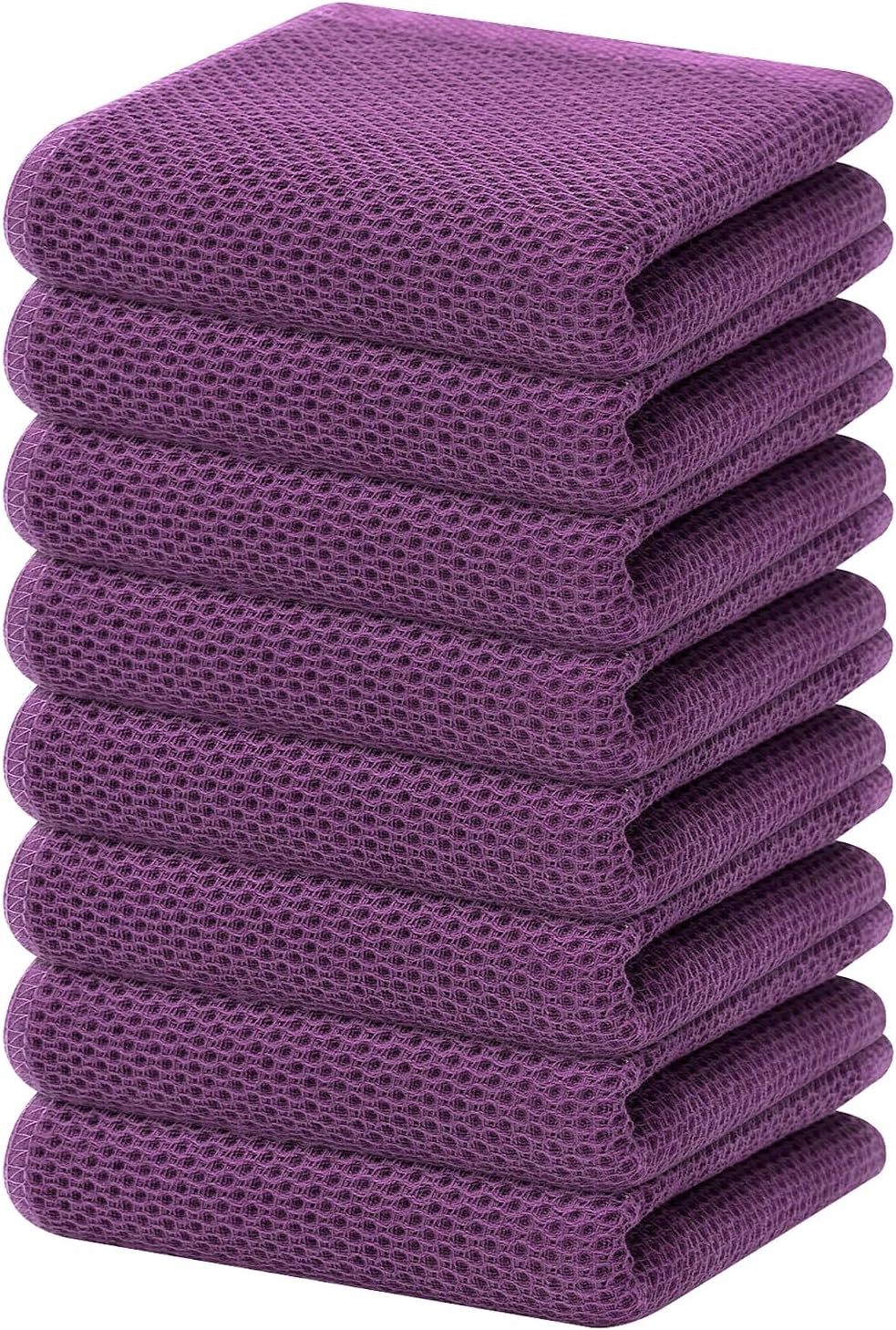 100% Cotton Waffle Weave Kitchen Dish Cloths, Ultra Soft Absorbent Quick Drying Dish Towels, 12 x 12 Inches, 6-Pack, Dark Grey