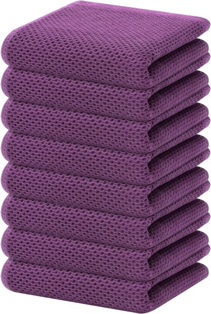 100% Cotton Waffle Weave Kitchen Dish Cloths, Ultra Soft Absorbent Quick Drying Dish Towels, 12 x 12 Inches, 6-Pack, Dark Grey