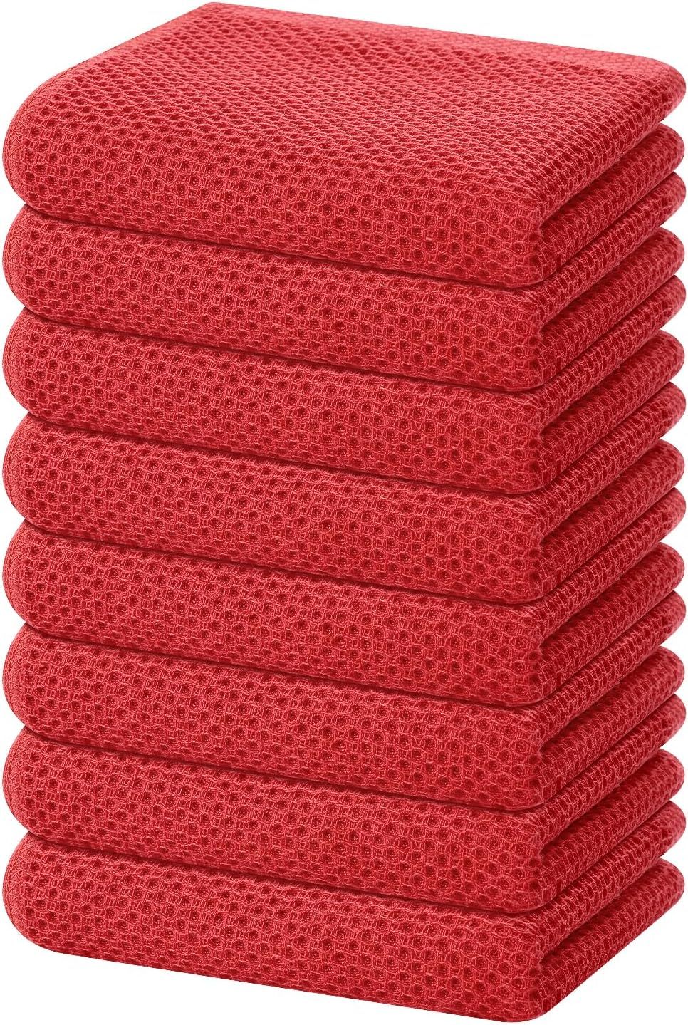 100% Cotton Waffle Weave Kitchen Dish Cloths, Ultra Soft Absorbent Quick Drying Dish Towels, 12 x 12 Inches, 6-Pack, Dark Grey
