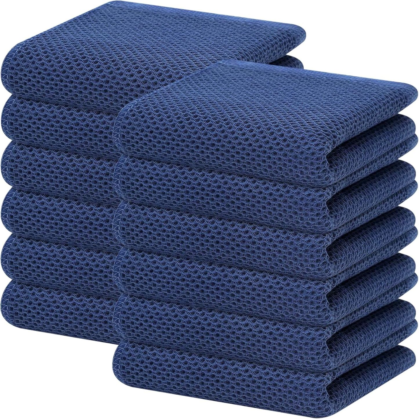 100% Cotton Waffle Weave Kitchen Dish Cloths, Ultra Soft Absorbent Quick Drying Dish Towels, 12 x 12 Inches, 6-Pack, Dark Grey