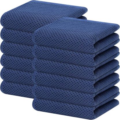100% Cotton Waffle Weave Kitchen Dish Cloths, Ultra Soft Absorbent Quick Drying Dish Towels, 12 x 12 Inches, 6-Pack, Dark Grey