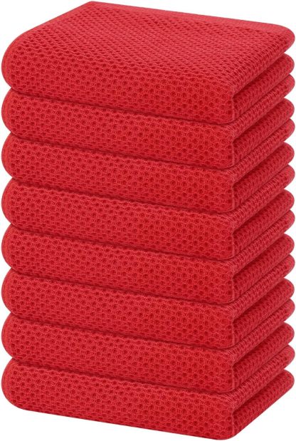 100% Cotton Waffle Weave Kitchen Dish Cloths, Ultra Soft Absorbent Quick Drying Dish Towels, 12 x 12 Inches, 6-Pack, Dark Grey