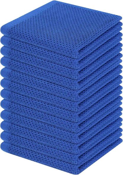 100% Cotton Waffle Weave Kitchen Dish Cloths, Ultra Soft Absorbent Quick Drying Dish Towels, 12 x 12 Inches, 6-Pack, Dark Grey