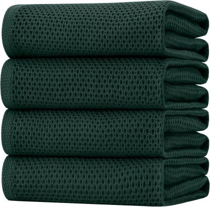 100% Cotton Waffle Weave Kitchen Dish Cloths, Ultra Soft Absorbent Quick Drying Dish Towels, 12 x 12 Inches, 6-Pack, Dark Grey