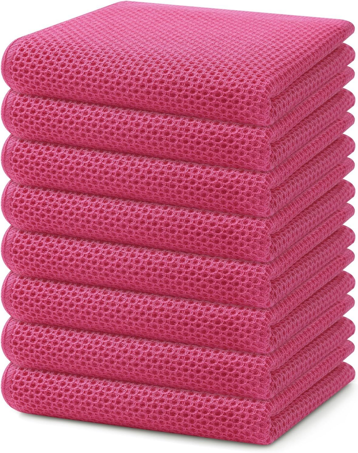 100% Cotton Waffle Weave Kitchen Dish Cloths, Ultra Soft Absorbent Quick Drying Dish Towels, 12 x 12 Inches, 6-Pack, Dark Grey