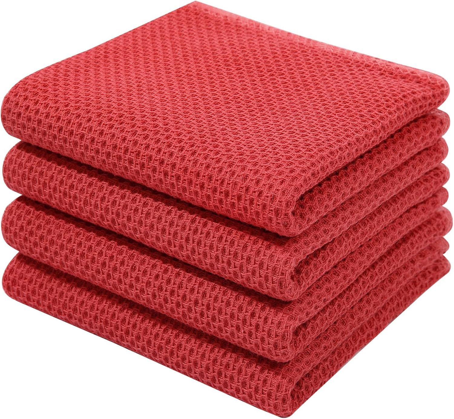 100% Cotton Waffle Weave Kitchen Dish Cloths, Ultra Soft Absorbent Quick Drying Dish Towels, 12 x 12 Inches, 6-Pack, Dark Grey