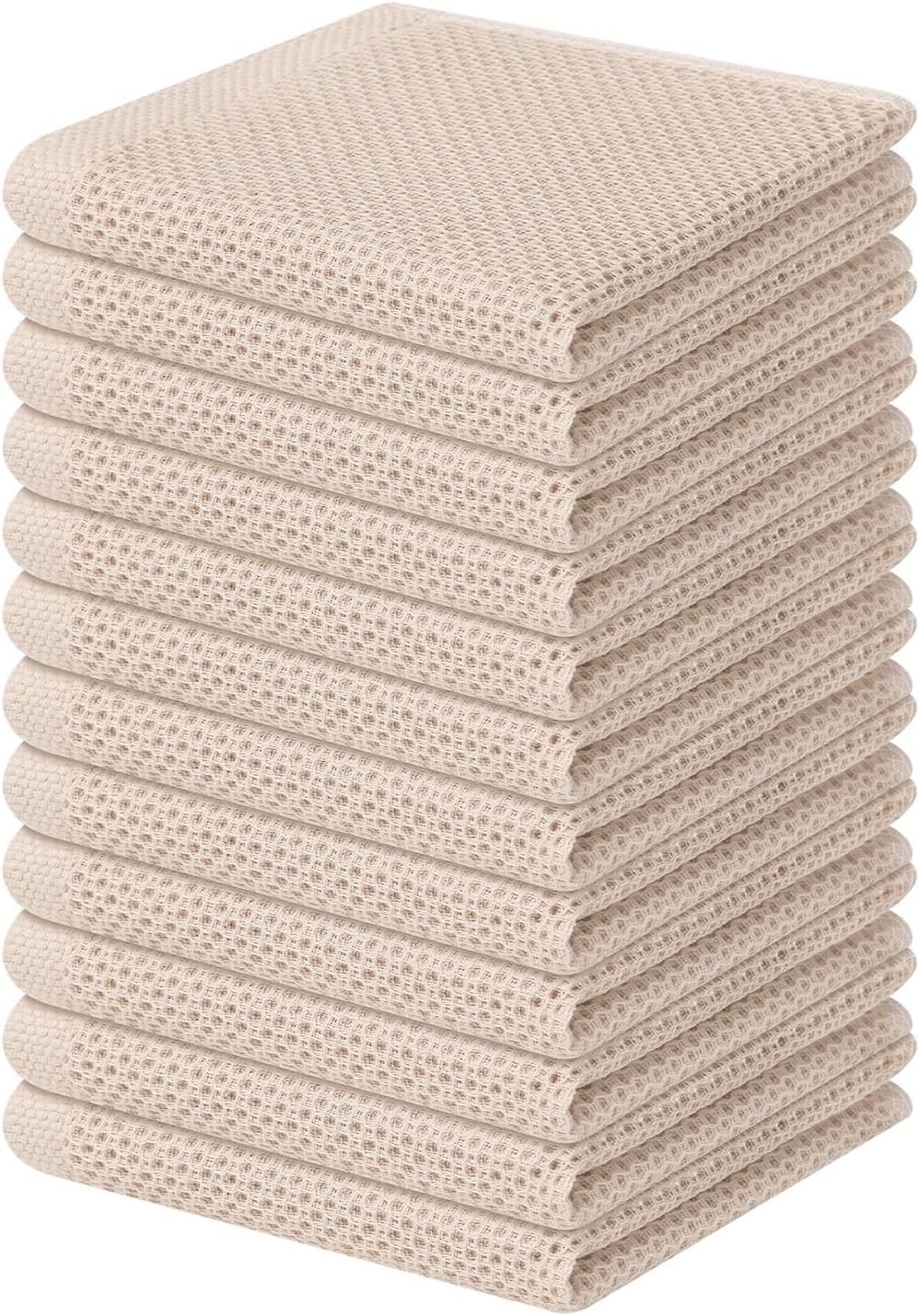 100% Cotton Waffle Weave Kitchen Dish Cloths, Ultra Soft Absorbent Quick Drying Dish Towels, 12 x 12 Inches, 6-Pack, Dark Grey