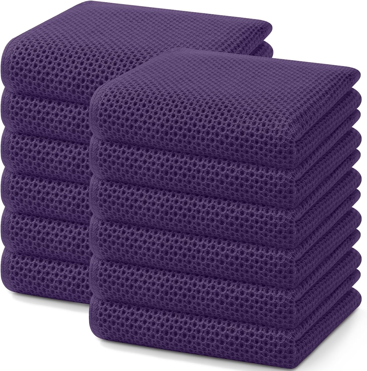 100% Cotton Waffle Weave Kitchen Dish Cloths, Ultra Soft Absorbent Quick Drying Dish Towels, 12 x 12 Inches, 6-Pack, Dark Grey