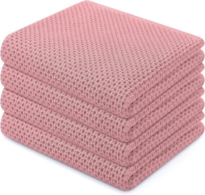100% Cotton Waffle Weave Kitchen Dish Cloths, Ultra Soft Absorbent Quick Drying Dish Towels, 12 x 12 Inches, 6-Pack, Dark Grey