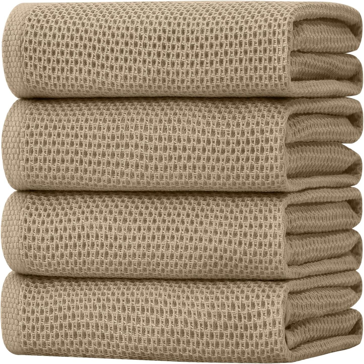 100% Cotton Waffle Weave Kitchen Dish Cloths, Ultra Soft Absorbent Quick Drying Dish Towels, 12 x 12 Inches, 6-Pack, Dark Grey