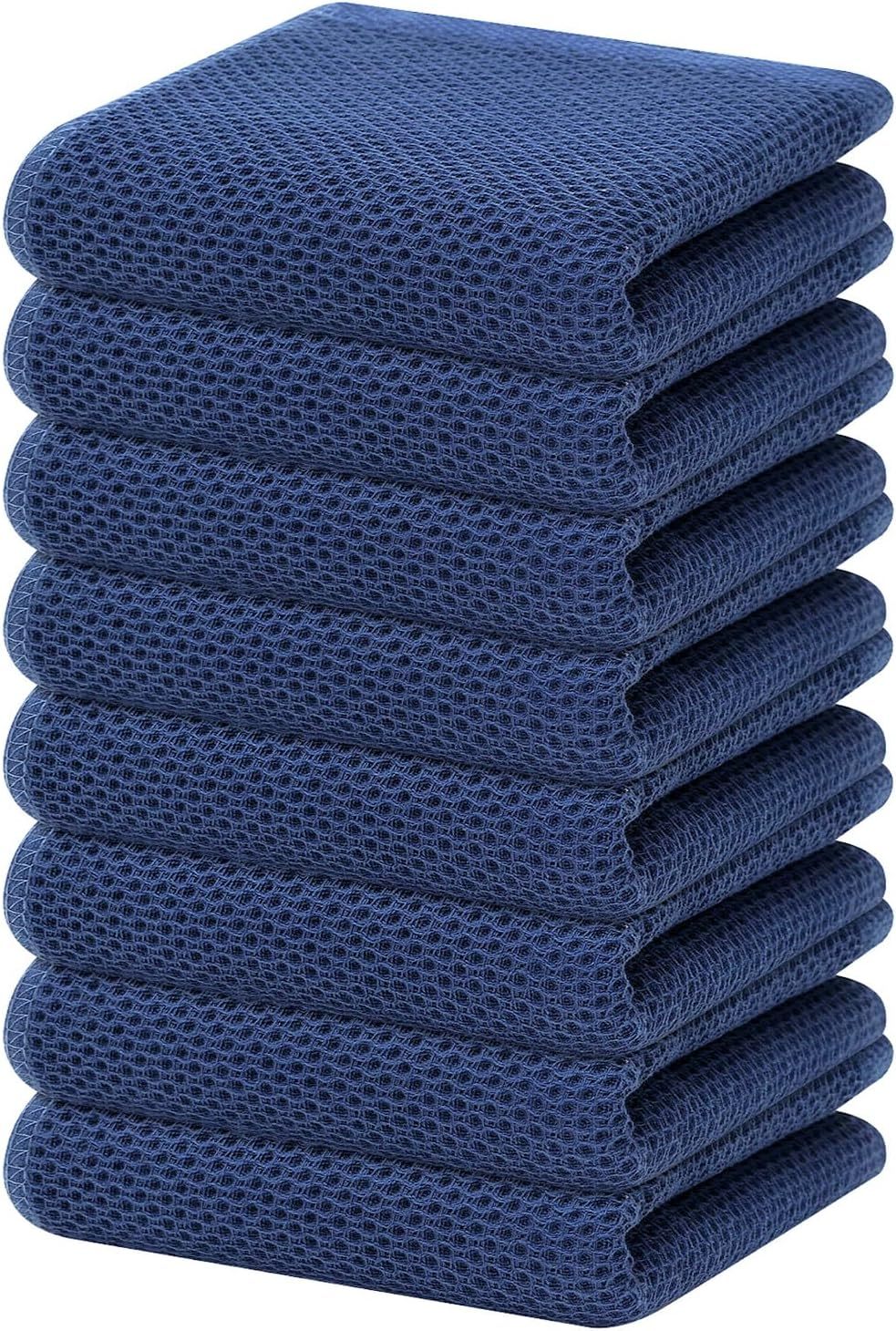 100% Cotton Waffle Weave Kitchen Dish Cloths, Ultra Soft Absorbent Quick Drying Dish Towels, 12 x 12 Inches, 6-Pack, Dark Grey
