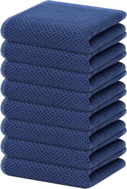 100% Cotton Waffle Weave Kitchen Dish Cloths, Ultra Soft Absorbent Quick Drying Dish Towels, 12 x 12 Inches, 6-Pack, Dark Grey