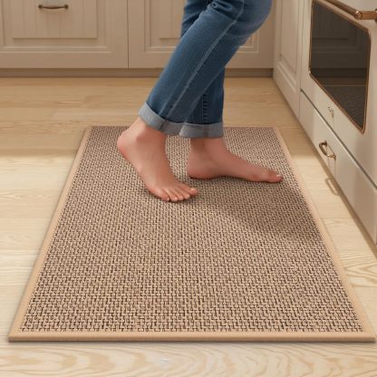 Kitchen Mats for Floor 2 Piece - Kitchen Rugs Non Slip Washable 20"x32"+20"x47", Beige