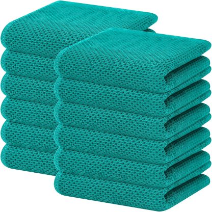 100% Cotton Waffle Weave Kitchen Dish Cloths, Ultra Soft Absorbent Quick Drying Dish Towels, 12 x 12 Inches, 6-Pack, Dark Grey