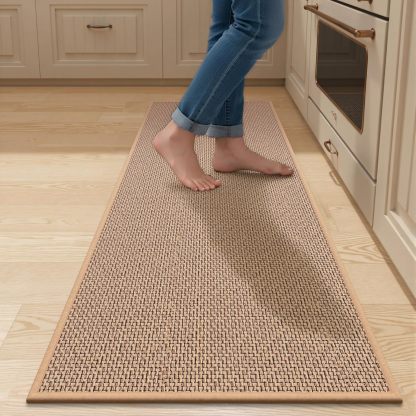 Kitchen Mats for Floor 2 Piece - Kitchen Rugs Non Slip Washable 20"x32"+20"x47", Beige