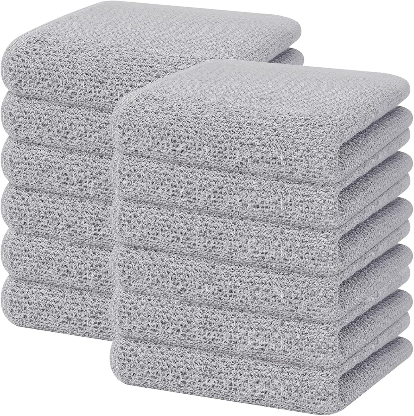 100% Cotton Waffle Weave Kitchen Dish Cloths, Ultra Soft Absorbent Quick Drying Dish Towels, 12 x 12 Inches, 6-Pack, Dark Grey