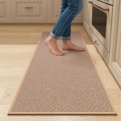 Kitchen Mats for Floor 2 Piece - Kitchen Rugs Non Slip Washable 20"x32"+20"x47", Beige