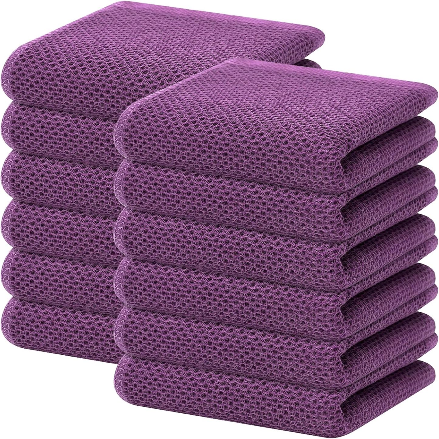 100% Cotton Waffle Weave Kitchen Dish Cloths, Ultra Soft Absorbent Quick Drying Dish Towels, 12 x 12 Inches, 6-Pack, Dark Grey