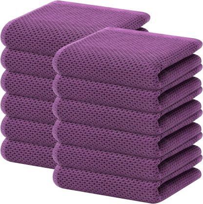 100% Cotton Waffle Weave Kitchen Dish Cloths, Ultra Soft Absorbent Quick Drying Dish Towels, 12 x 12 Inches, 6-Pack, Dark Grey