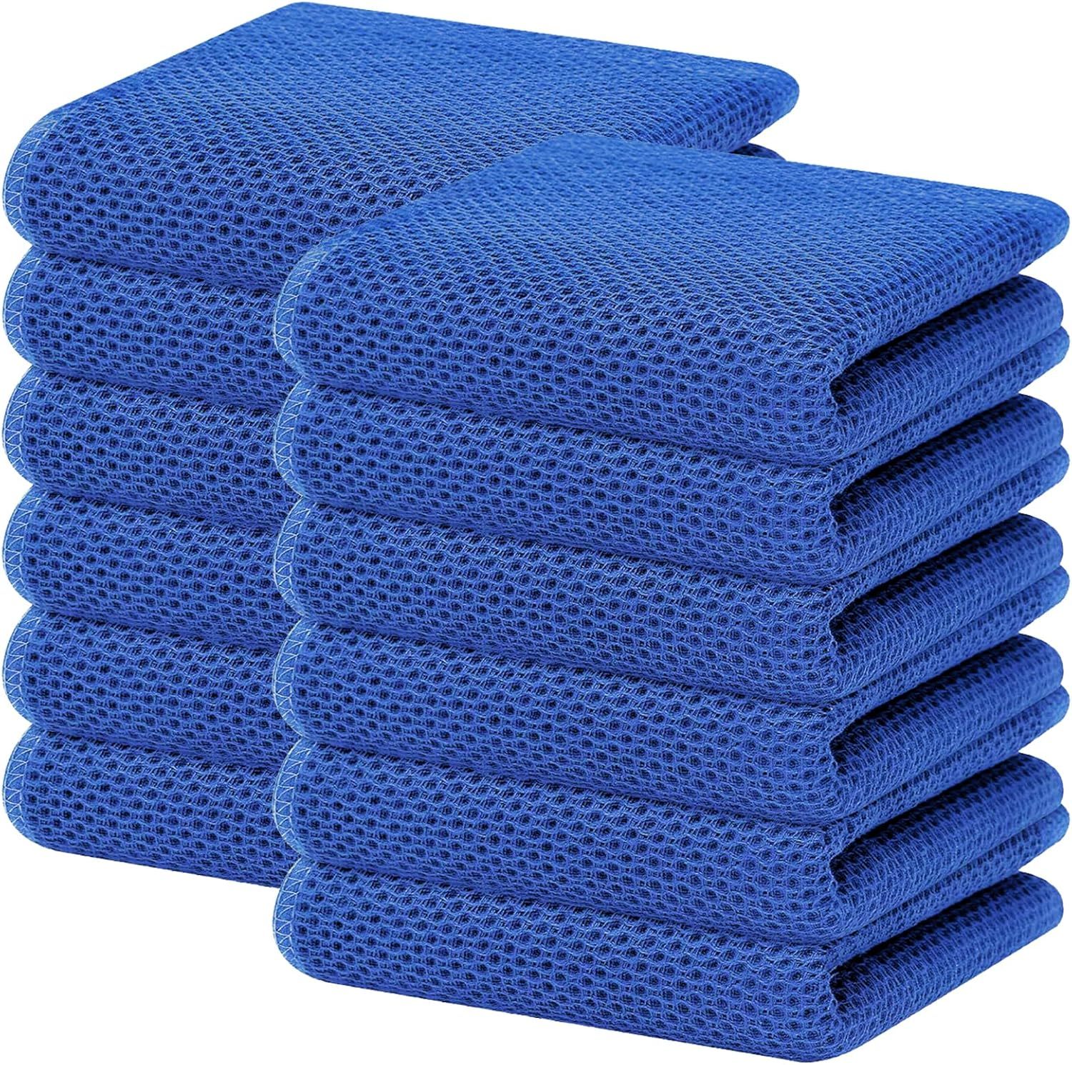 100% Cotton Waffle Weave Kitchen Dish Cloths, Ultra Soft Absorbent Quick Drying Dish Towels, 12 x 12 Inches, 6-Pack, Dark Grey