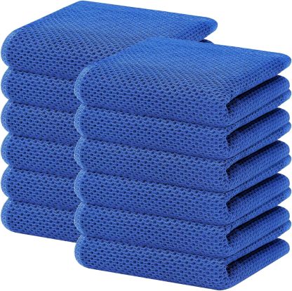 100% Cotton Waffle Weave Kitchen Dish Cloths, Ultra Soft Absorbent Quick Drying Dish Towels, 12 x 12 Inches, 6-Pack, Dark Grey