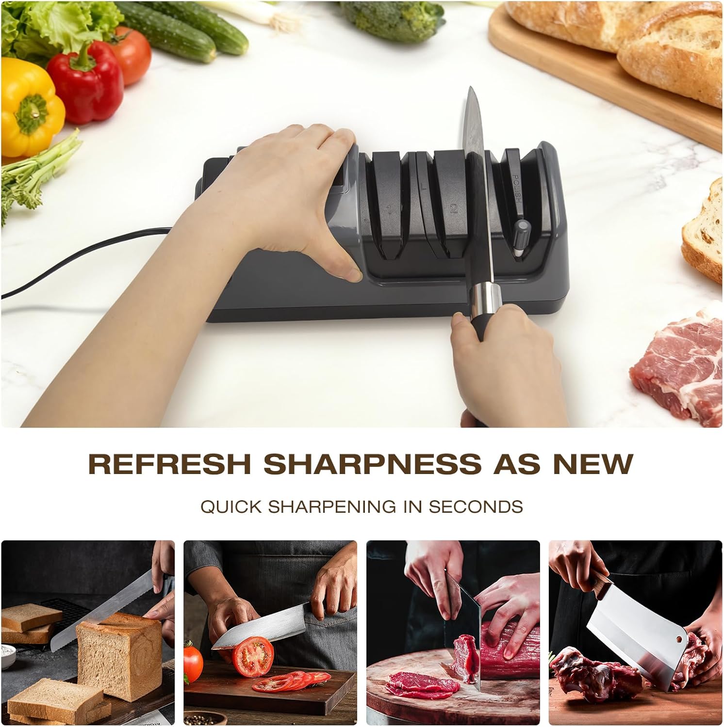 Professional Kitchen Knife Precision Sharpening Station – Intelligent Multi-Speed Control for Scissors & Cleavers