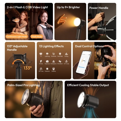 Portable 60W COB Video Light for Professional Content Creation