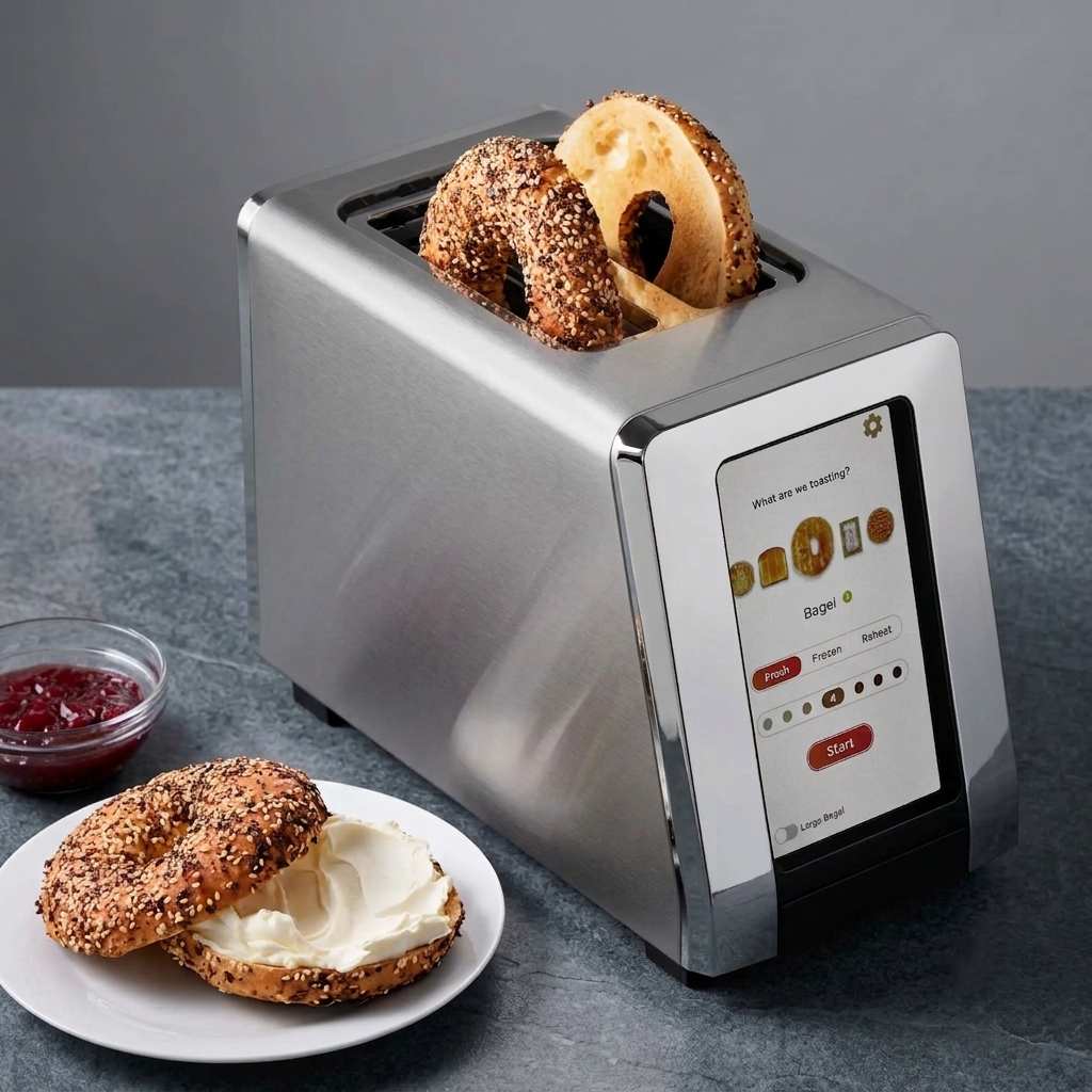 Smart Touchscreen 2-Slice Toaster – 1500W Fast Heating Stainless Steel Bread Toaster for Kitchen