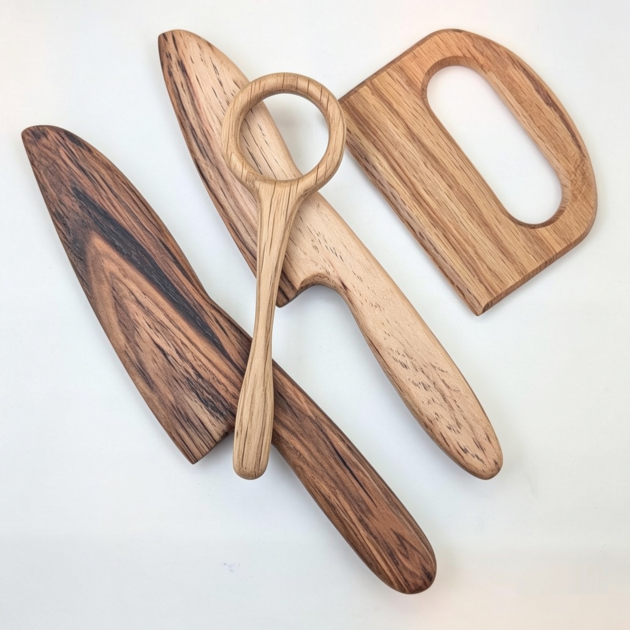 Eco-Friendly Artisanal Wooden Pastry Cutters – Safe Ergonomic Bread & Soft Fruit Slicers for Little Helpers