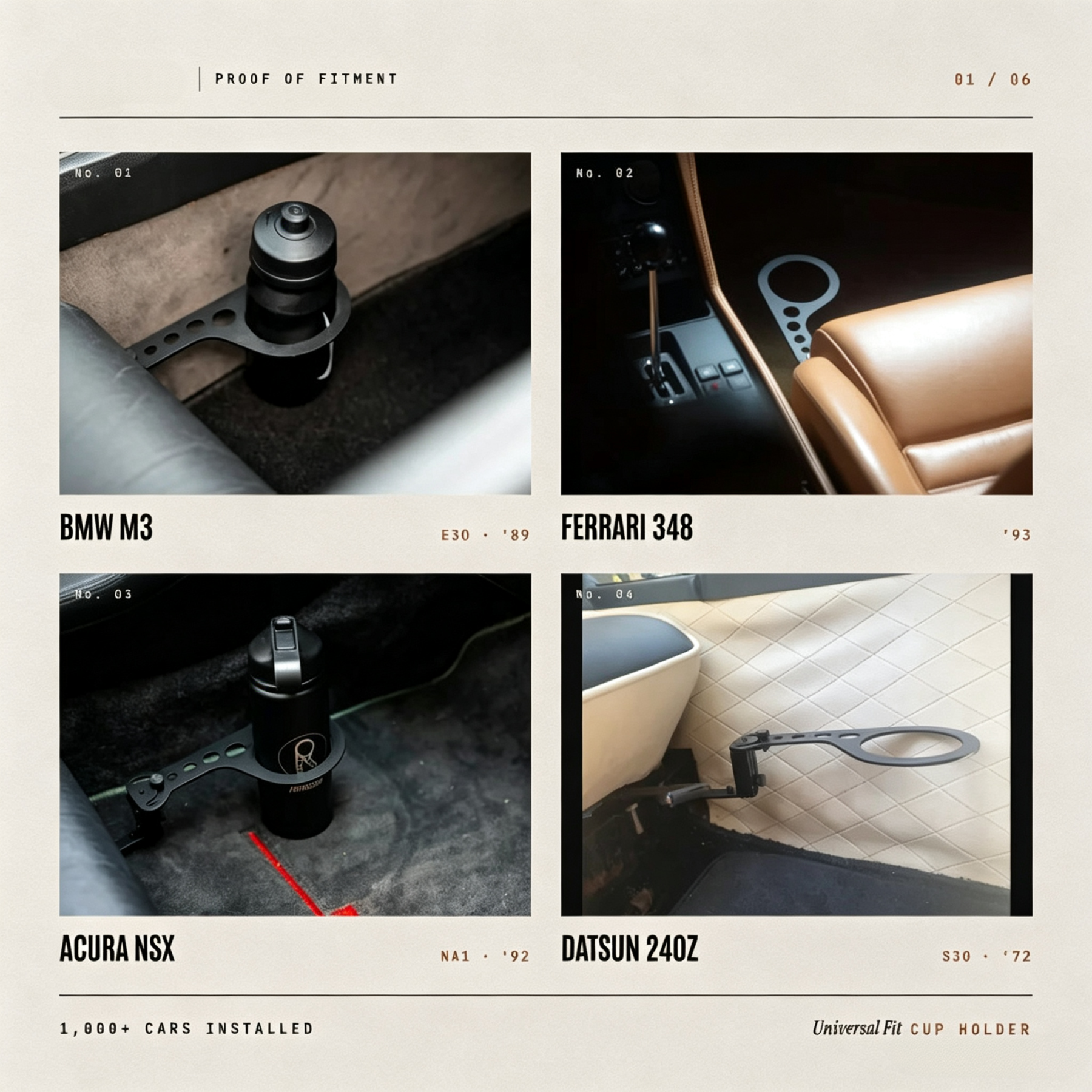 Universal No-Drill Classic Car Cup Holder