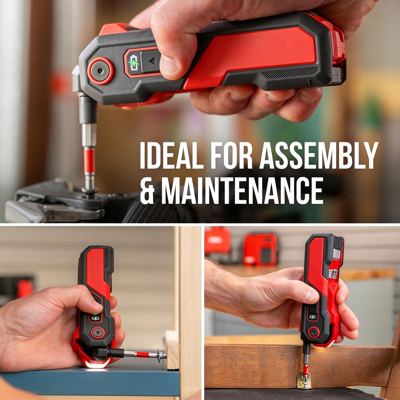 4V Rechargeable Folding Hex Key with 11-Piece Bit Set – USB-C Powered Multi-Angle Screwdriver