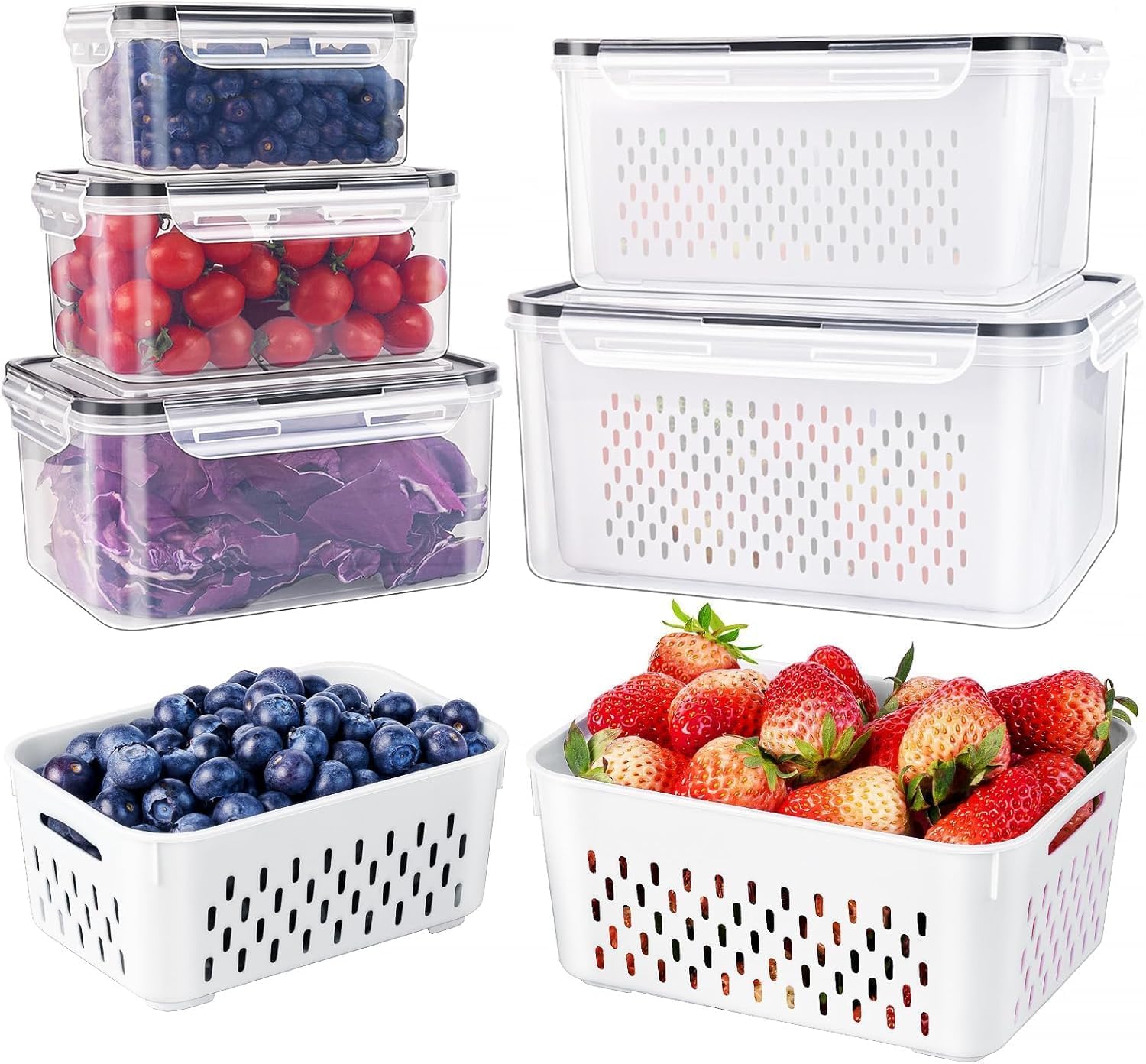 5-Pack Leakproof Fridge Containers with Colanders