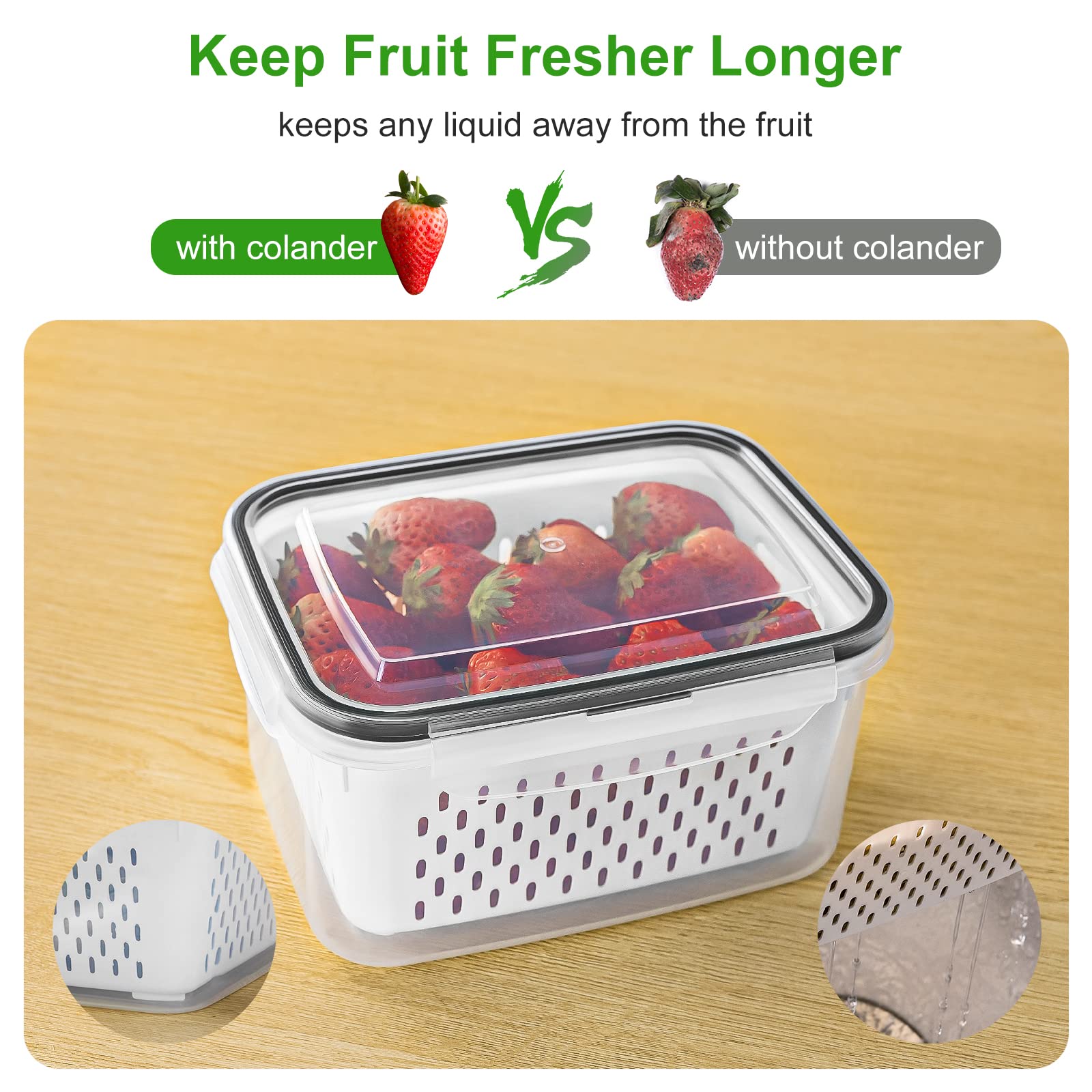 5-Pack Leakproof Fridge Containers with Colanders