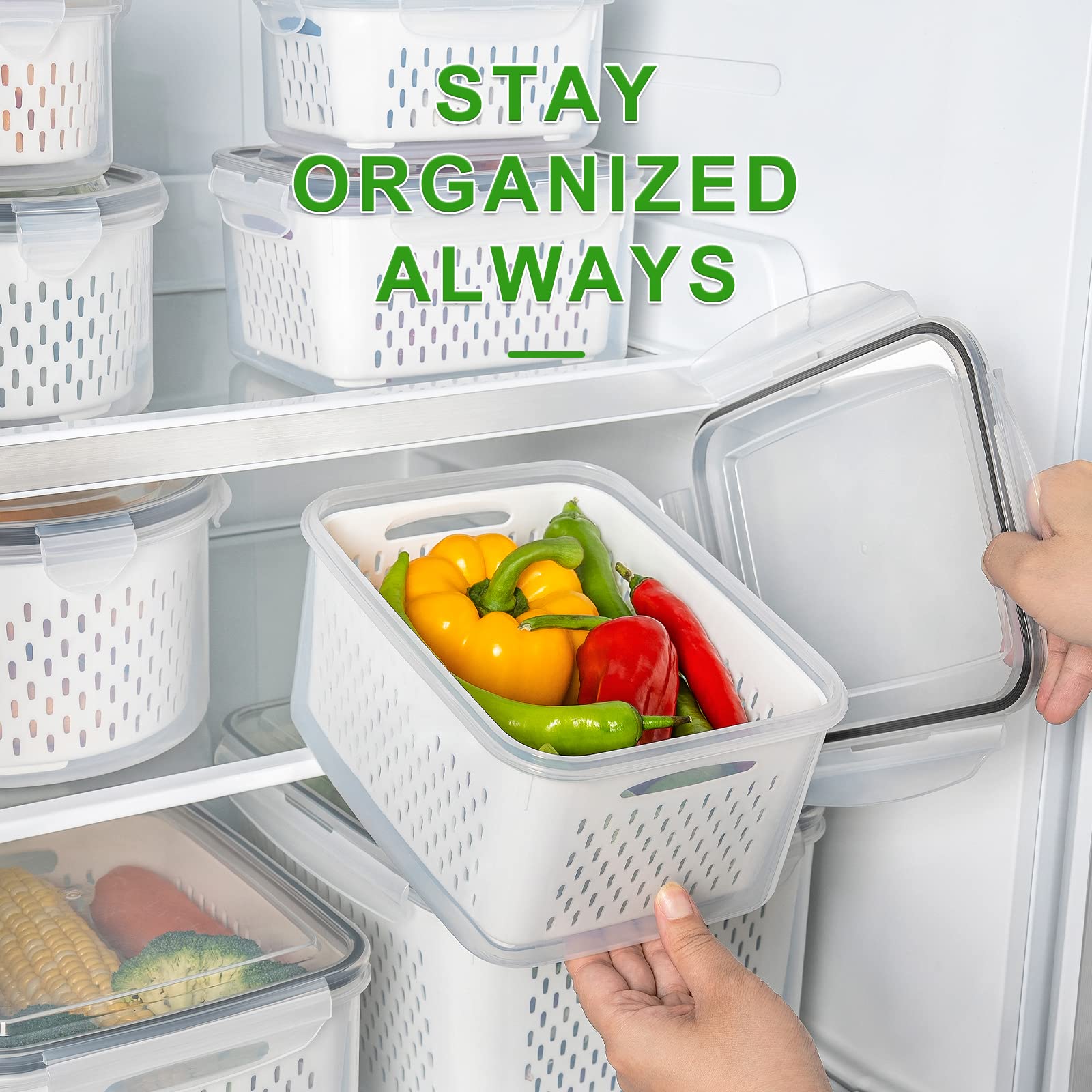 5-Pack Leakproof Fridge Containers with Colanders