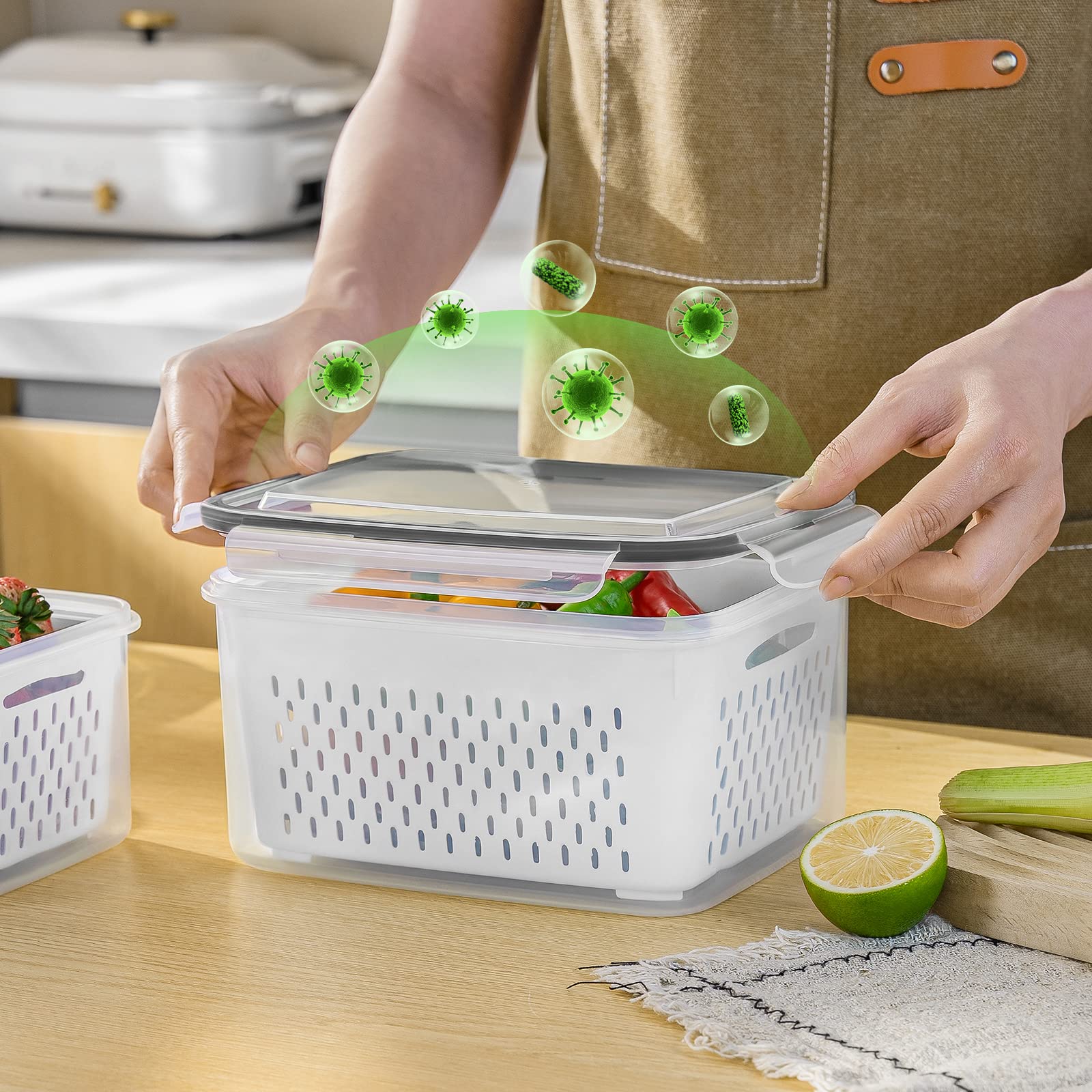 5-Pack Leakproof Fridge Containers with Colanders
