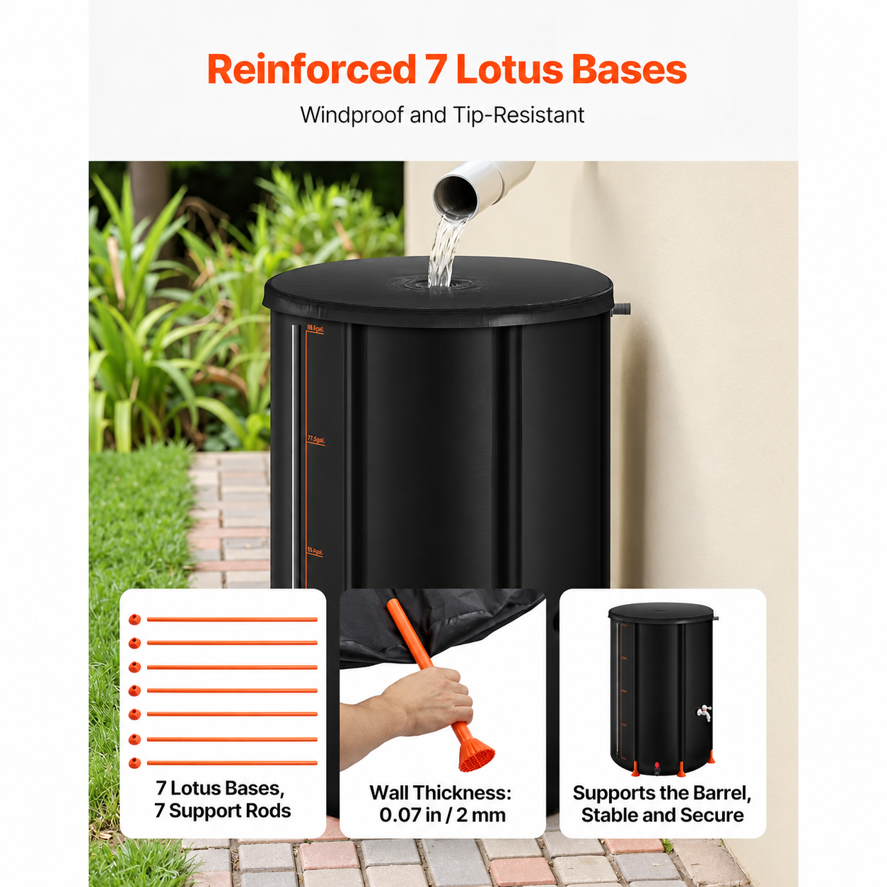 AquaVault AV-100 Collapsible Rainwater Harvesting Barrel