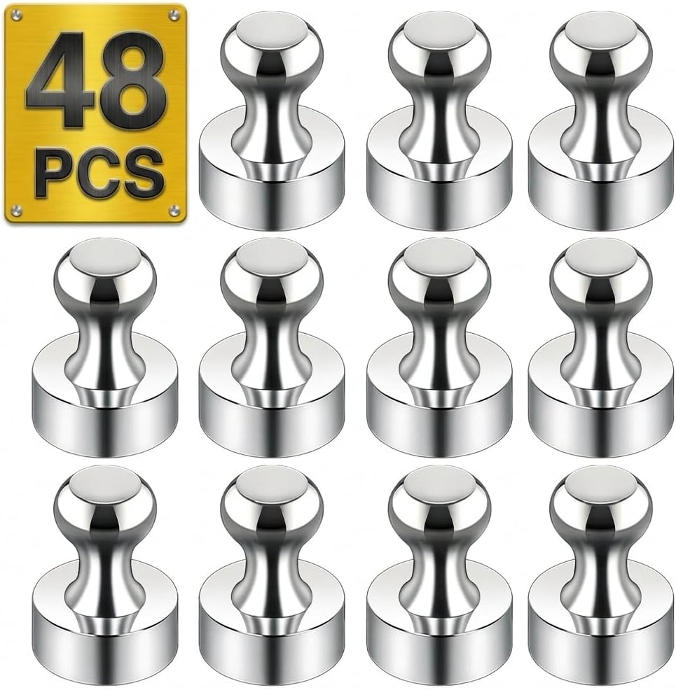 20-Pack Heavy Duty Metallic Push Pin Magnets with Storage Case