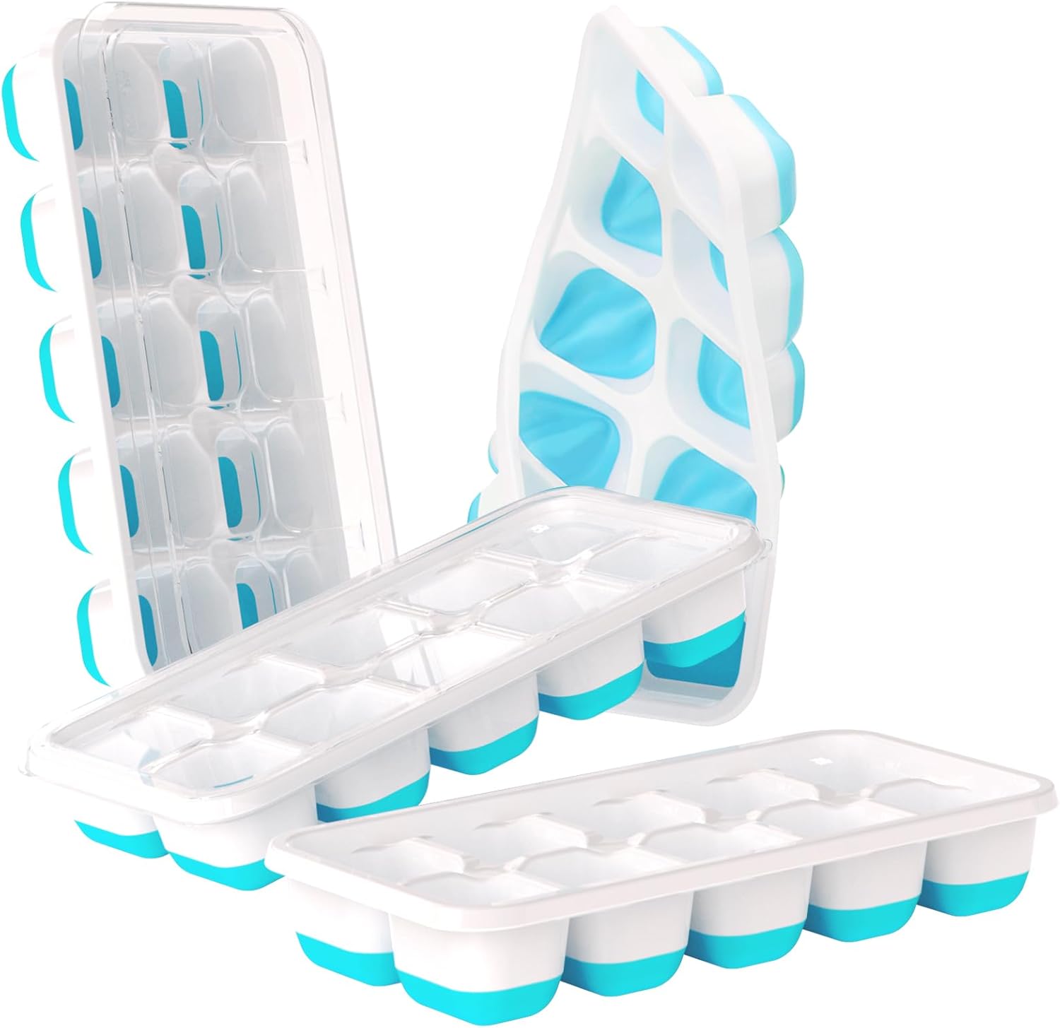 4-Pack Silicone Easy-Release Ice Cube Trays with Lids