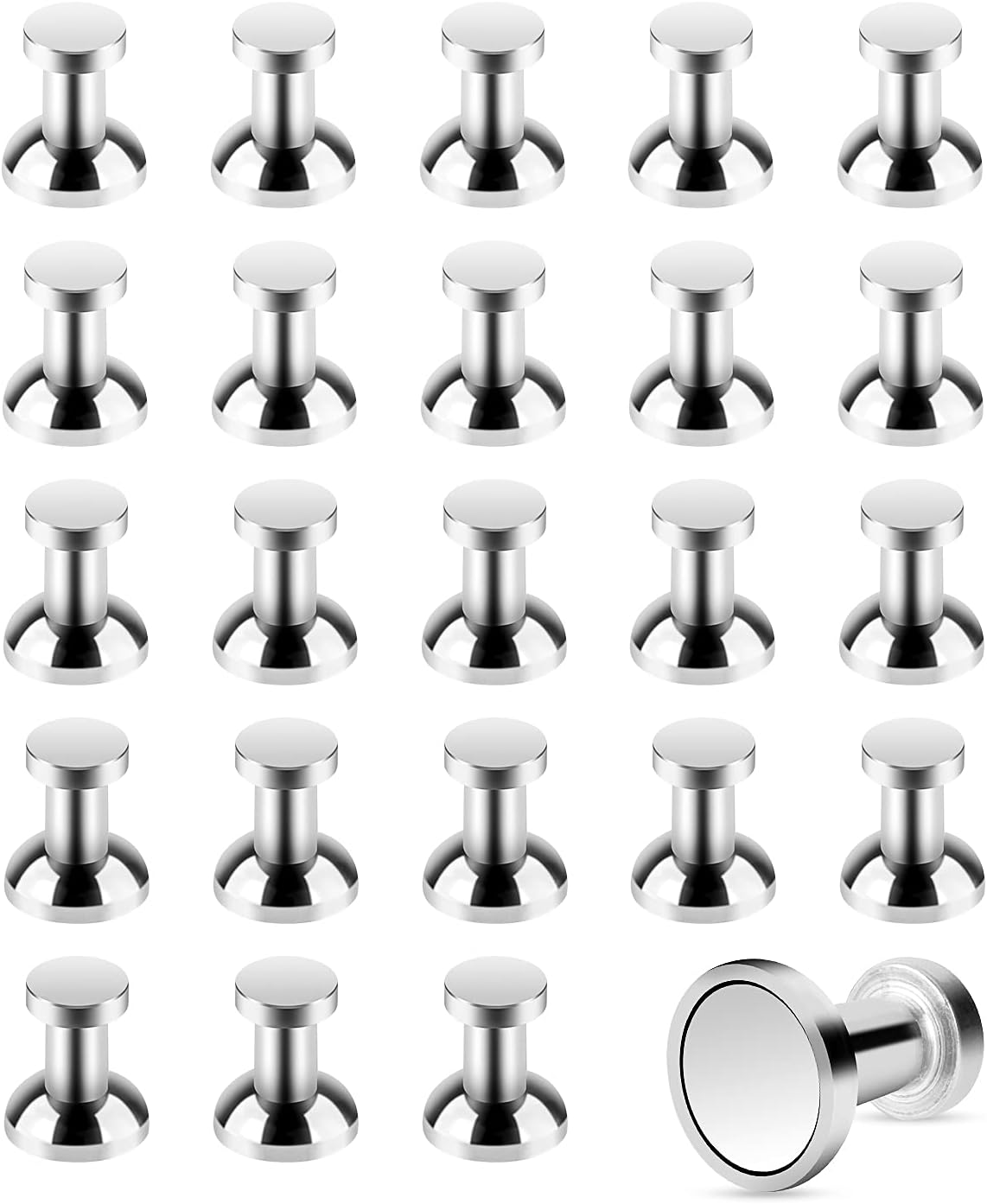 20-Pack Heavy Duty Metallic Push Pin Magnets with Storage Case
