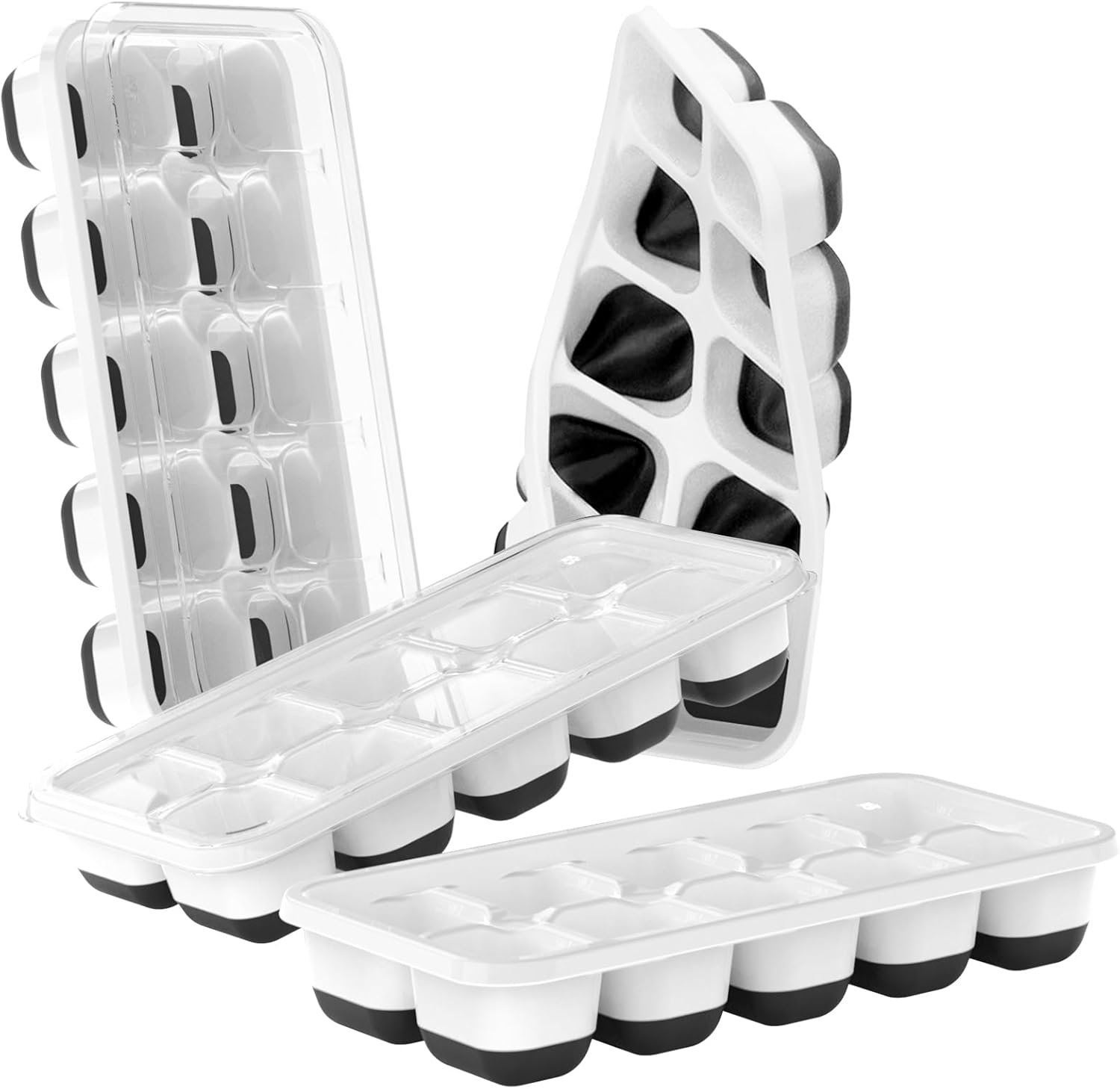 4-Pack Silicone Easy-Release Ice Cube Trays with Lids