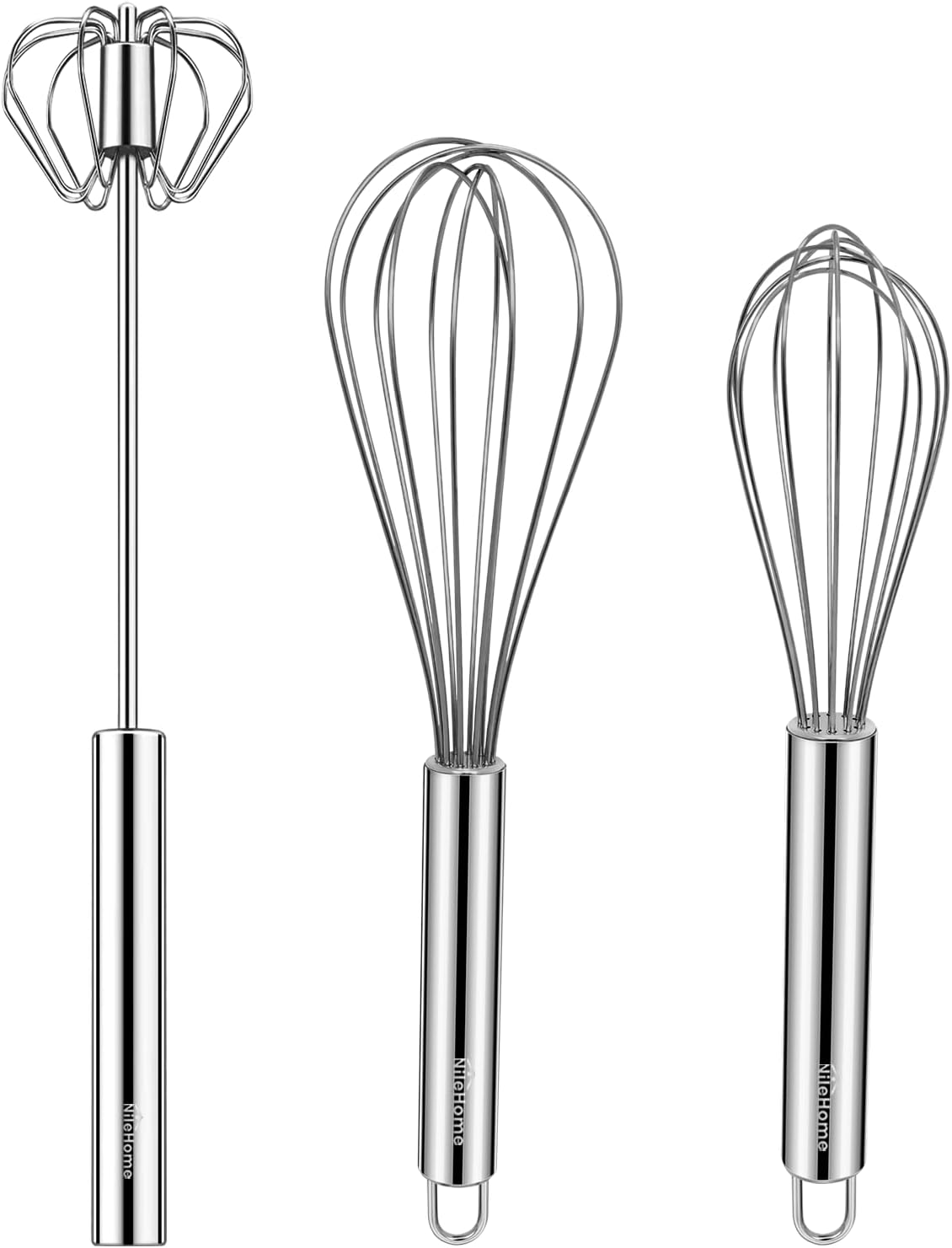 3-Piece Stainless Steel Kitchen Whisk Set