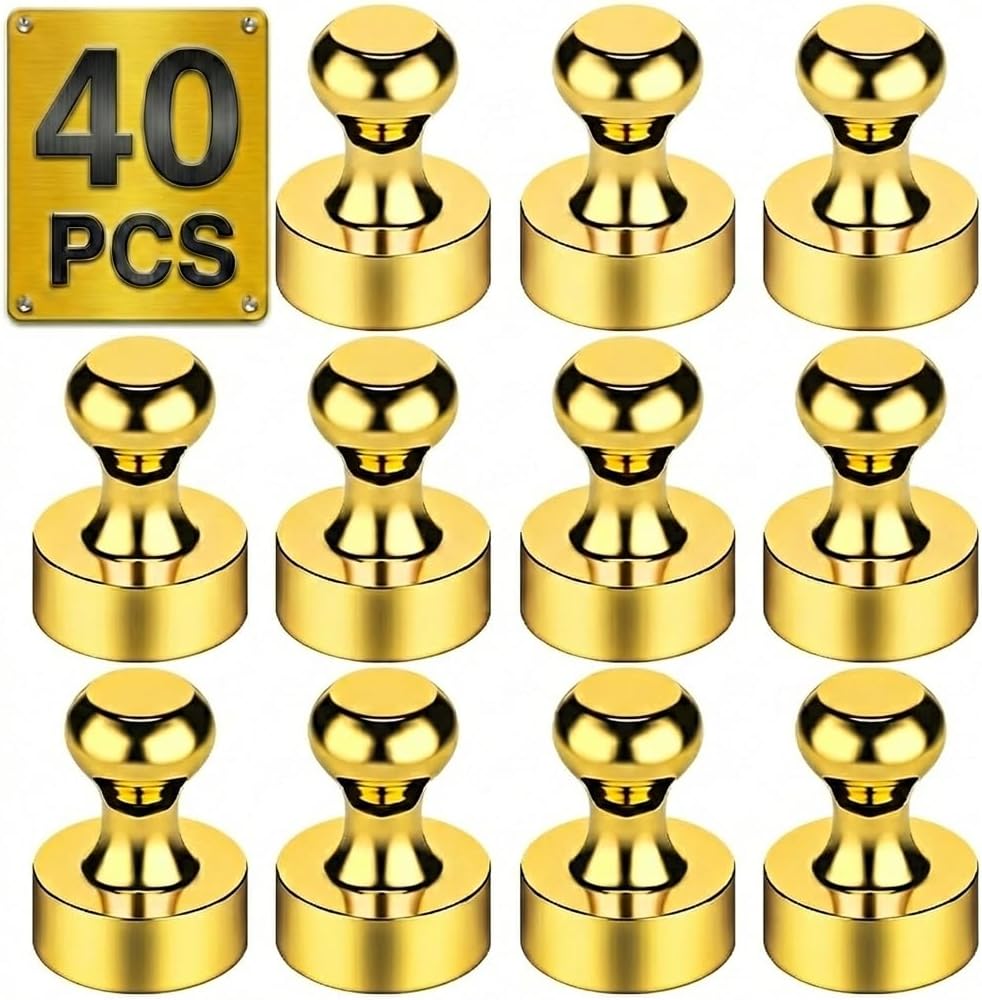 20-Pack Heavy Duty Metallic Push Pin Magnets with Storage Case
