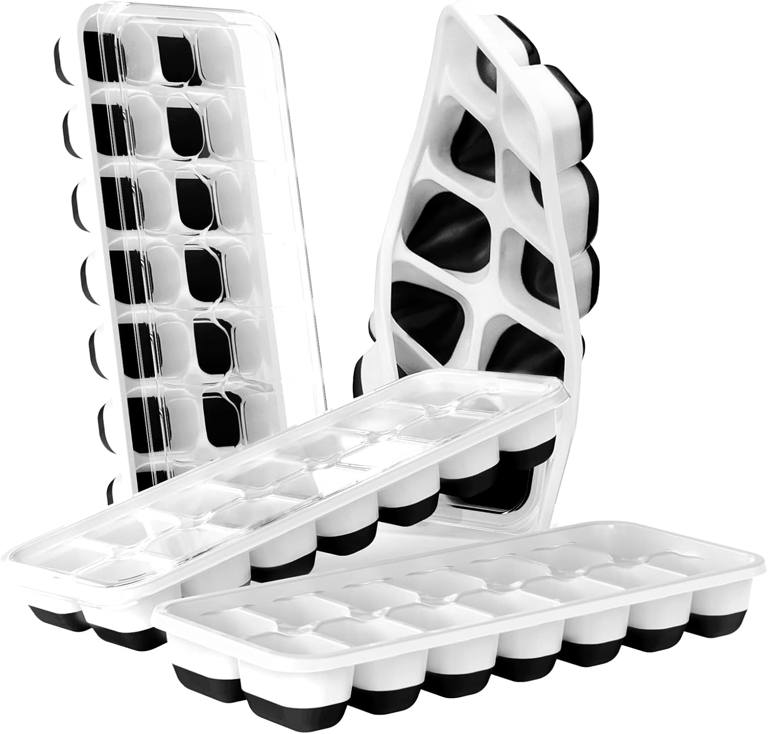 4-Pack Silicone Easy-Release Ice Cube Trays with Lids