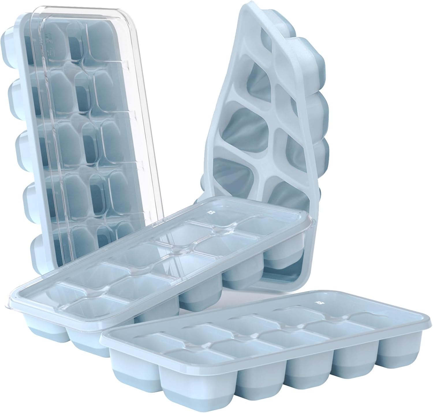 4-Pack Silicone Easy-Release Ice Cube Trays with Lids