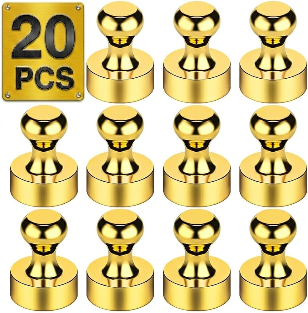 20-Pack Heavy Duty Metallic Push Pin Magnets with Storage Case