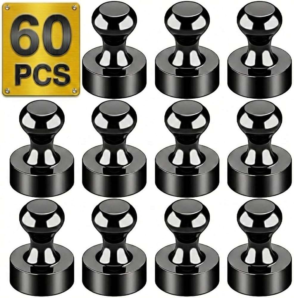 20-Pack Heavy Duty Metallic Push Pin Magnets with Storage Case