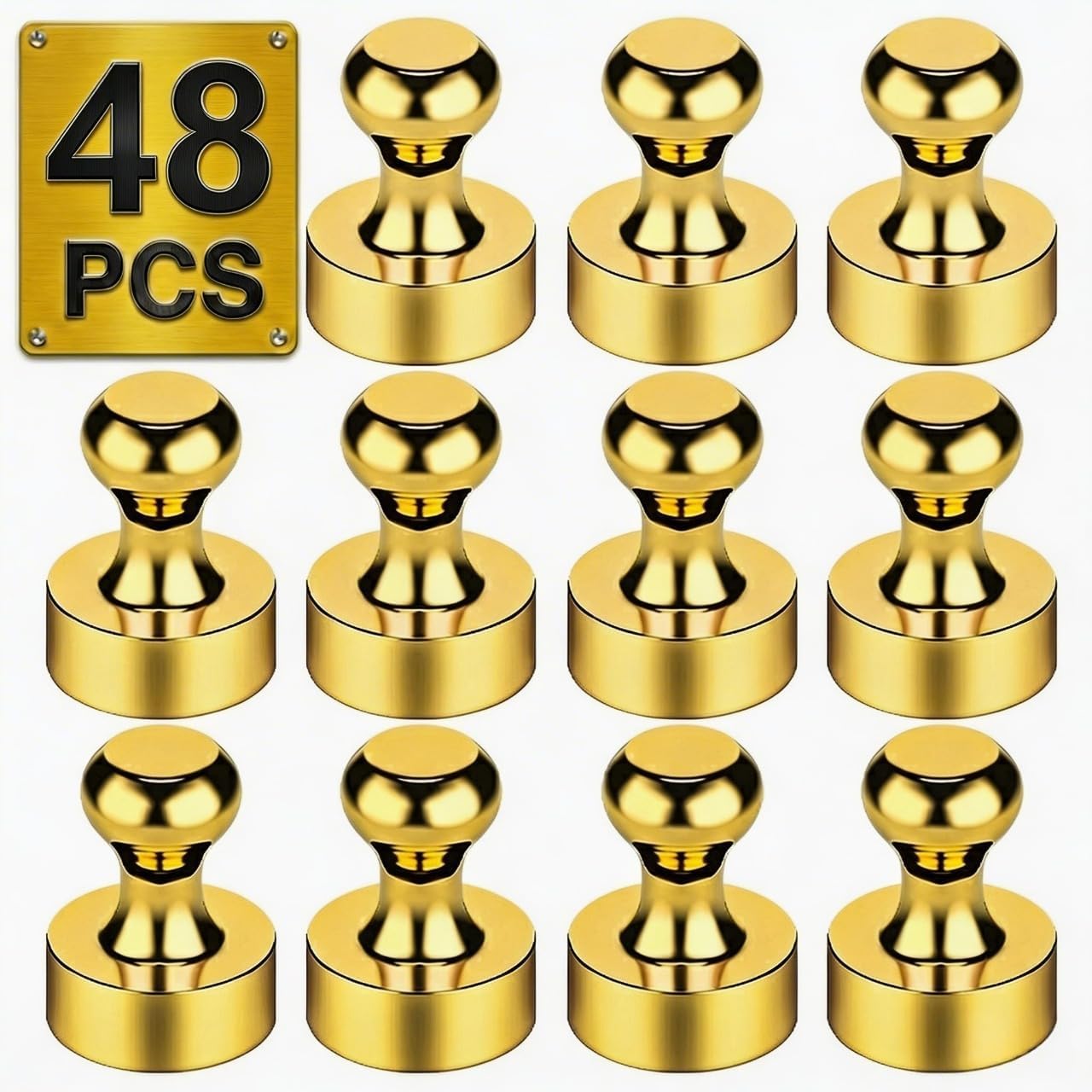 20-Pack Heavy Duty Metallic Push Pin Magnets with Storage Case