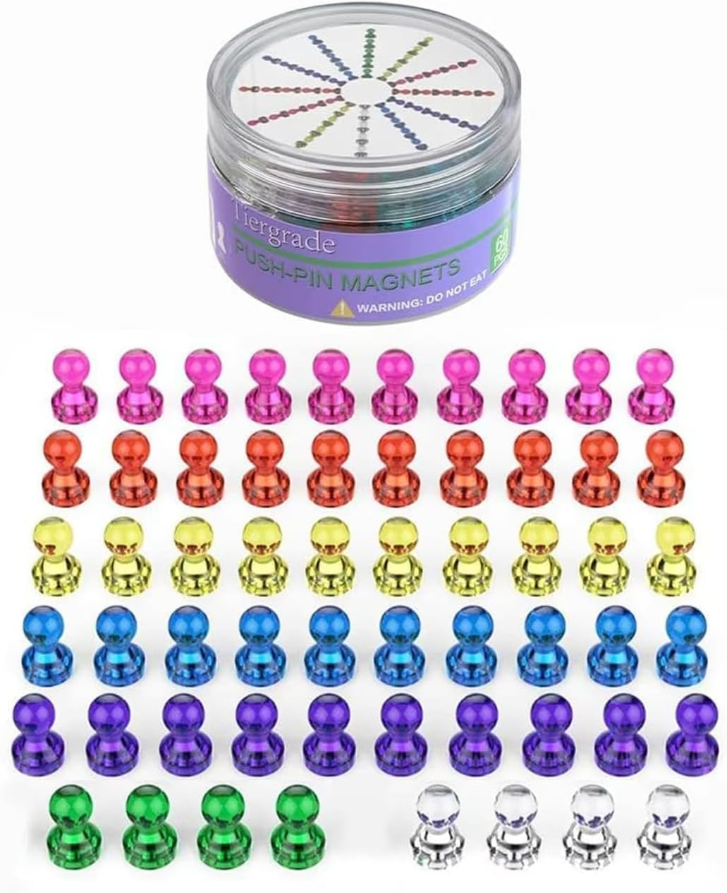 20-Pack Heavy Duty Metallic Push Pin Magnets with Storage Case